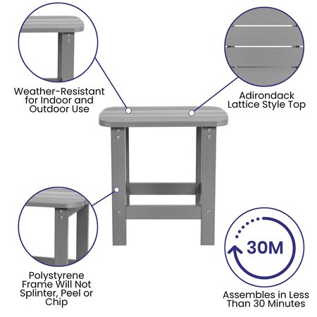 Flash Furniture 2 Modern Gray Adirondack Rockers & Side Table JJ-C14709-2-T14001-GY-GG